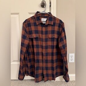 Goodfellow & Co Men's Casual Plaid Shirt in Brown and Blue